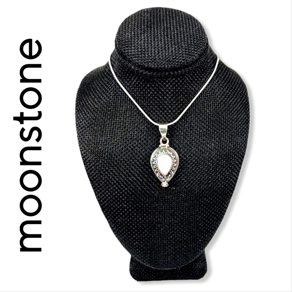 925 Sterling Silver Moonstone Locket Necklace